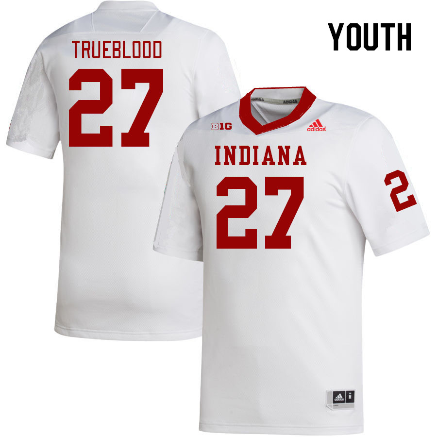Youth #27 Xavier Trueblood Indiana Hoosiers College Football Jerseys Stitched-White